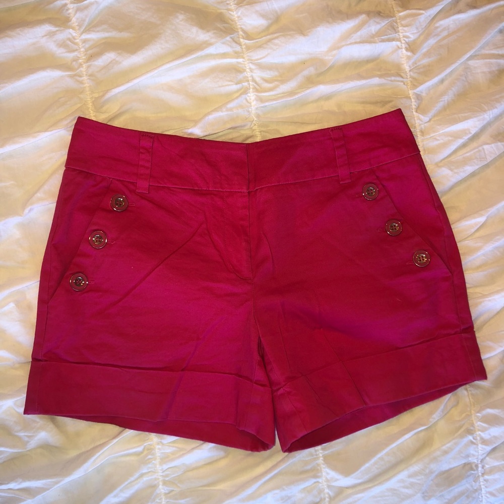 bright pink structured shorts